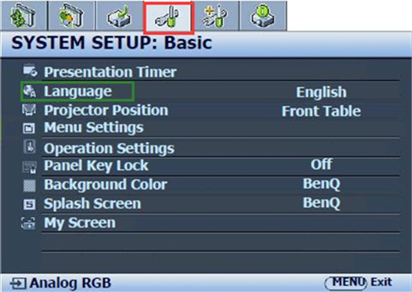 明基投影仪如何设置菜单语言