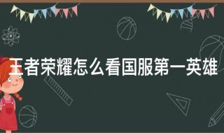 王者荣耀怎么看国服第一英雄（王者荣耀怎么看国服第一英雄战力）