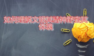 如何理解文明其精神野蛮其体魄（如何理解文明其精神野蛮其体魄这句话）
