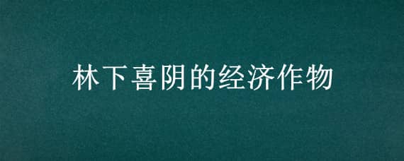 林下喜阴的经济作物（林下喜阴的经济作物有那些豆）