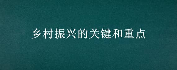 乡村振兴的关键和重点 乡村振兴的关键和重点,根本