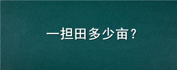 一担田多少亩（一担田多少平方米）