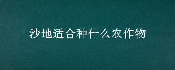 沙地适合种什么农作物 沙地适合种植什么经济作物