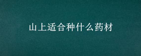 山上适合种什么药材 山上适合种什么药材品种