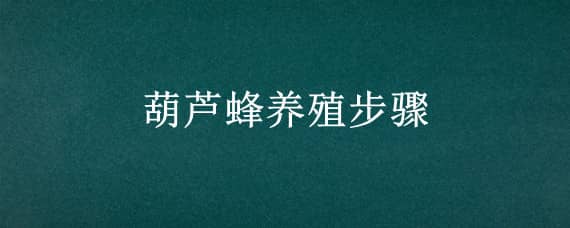 葫芦蜂养殖步骤（胡蜂养殖技术）