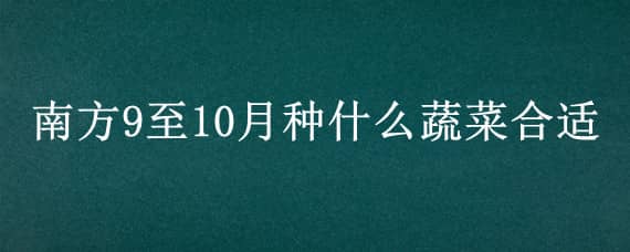 南方9至10月种什么蔬菜合适（南方9月10月适合种什么蔬菜）