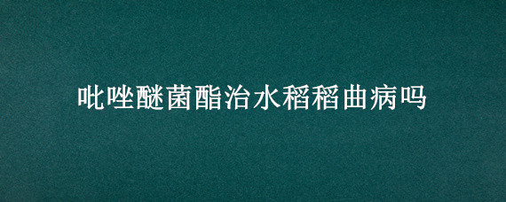 吡唑醚菌酯治水稻稻曲病吗（吡唑醚菌酯能防治水稻稻曲病吗）