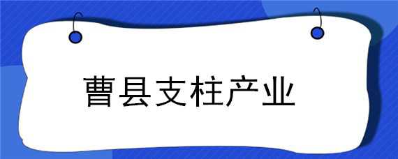 曹县支柱产业 曹县支柱产业有哪些