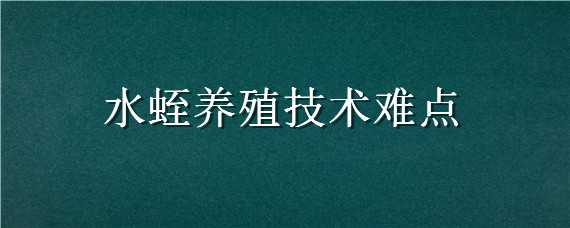 水蛭养殖技术难点 水蛭养殖技术宝典