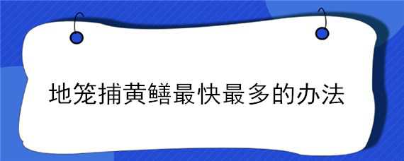 地笼捕黄鳝最快最多的办法 地笼捕捉黄鳝方法