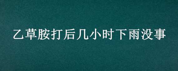 乙草胺打后几小时下雨没事（乙草胺打过多久下雨没事）