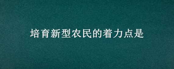 培育新型农民的着力点是（培育新型农民的着力点是哪些）