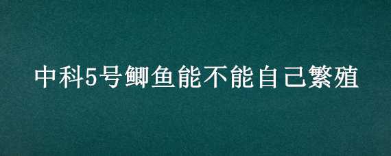 中科5号鲫鱼能不能自己繁殖 中科3号鲫鱼能自己繁殖吗