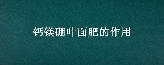 钙镁硼叶面肥的作用（钙镁硼叶面肥的作用与用途）