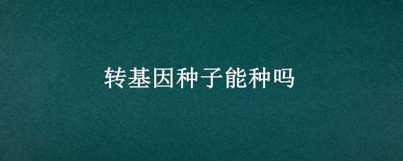 转基因种子能种吗 转基因种子可以留种吗