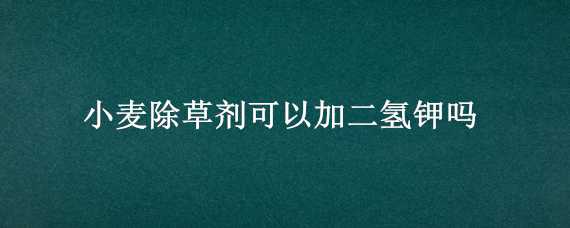 小麦除草剂可以加二氢钾吗 小麦除草剂和磷酸二氢钾可以在一起混用吗