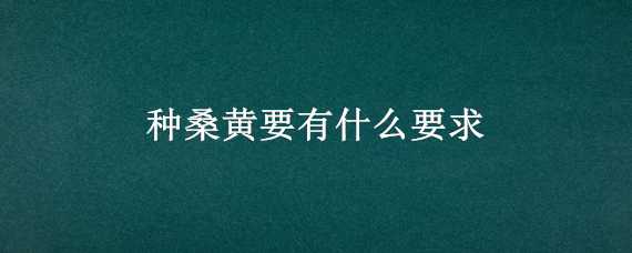 种桑黄要有什么要求 种植桑黄需要什么条件