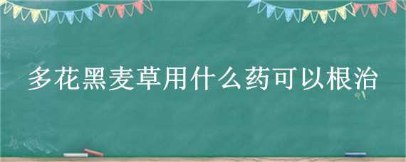 多花黑麦草用什么药可以根治（多花黑麦草用啥药治）