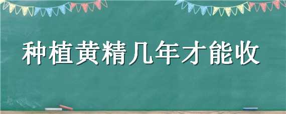 种植黄精几年才能收 黄精种植多长时间可以收