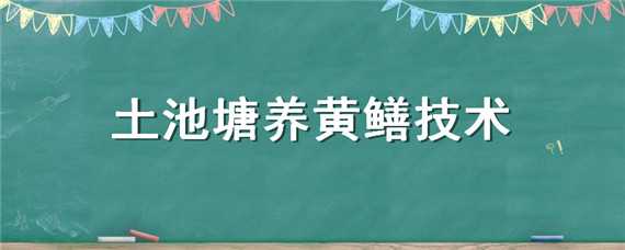 土池塘养黄鳝技术（土池塘养黄鳝技术要点）