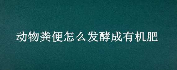 动物粪便怎么发酵成有机肥 动物粪便发酵成饲料的方法