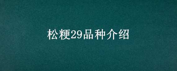 松粳29品种介绍（松粳28水稻种）