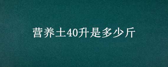 营养土40升是多少斤 营养土40l是多少斤