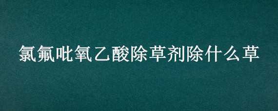 氯氟吡氧乙酸除草剂除什么草 氯氟吡氧乙酸除草剂除什么草小麦