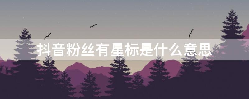 抖音粉丝有星标是什么意思