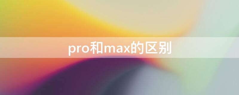 pro和max的区别