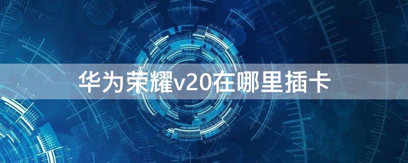 华为荣耀v20在哪里插卡