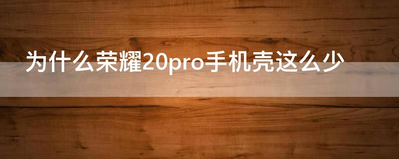 为什么荣耀20pro手机壳这么少