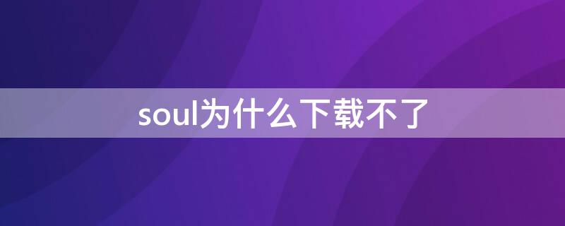 soul为什么下载不了