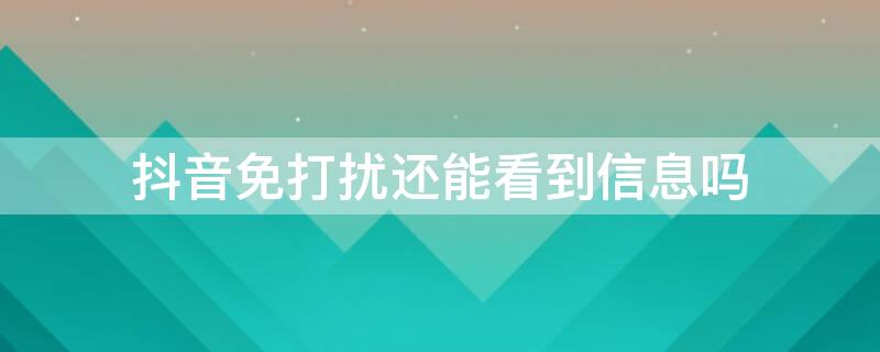 抖音免打扰还能看到信息吗