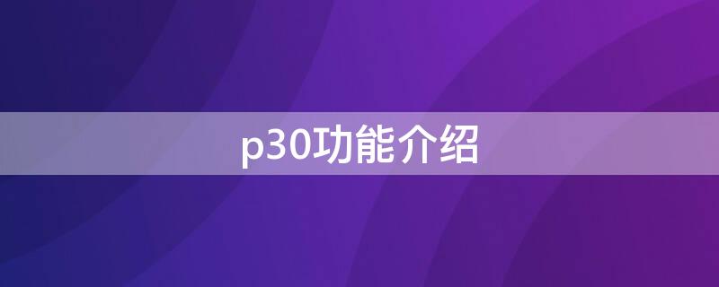 p30功能介绍