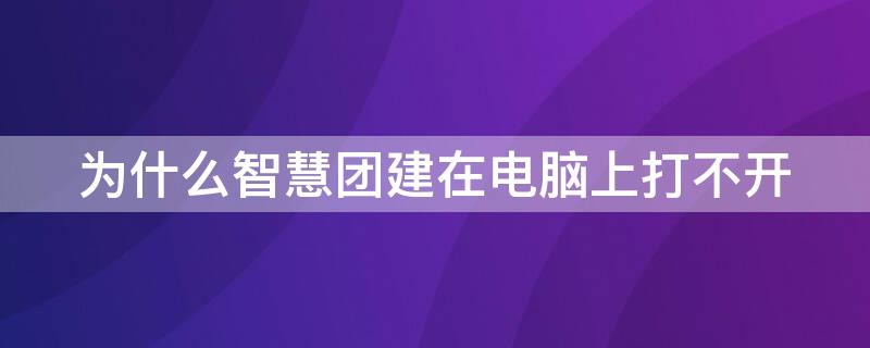 为什么智慧团建在电脑上打不开