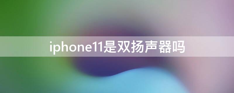 iPhone11是双扬声器吗