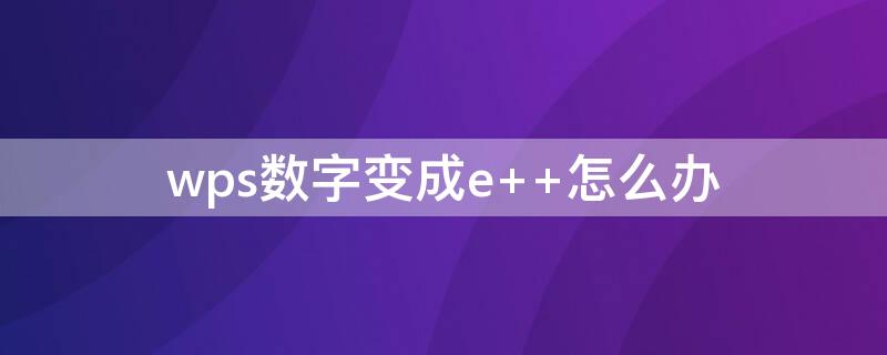 wps数字变成e +怎么办