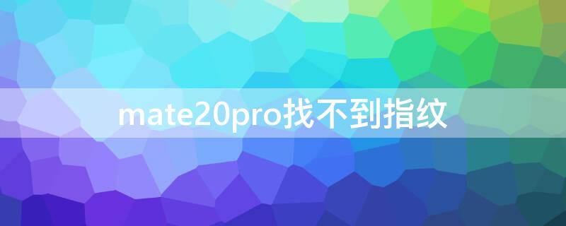 mate20pro找不到指纹