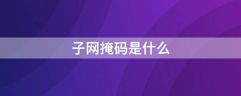 子网掩码是什么