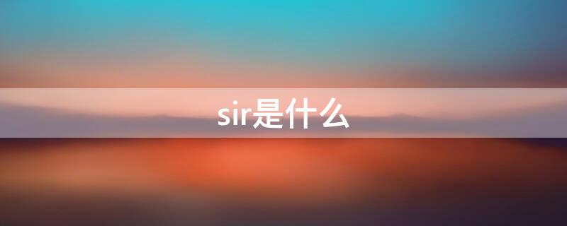 sir是什么