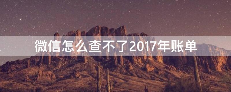 微信怎么查不了2017年账单