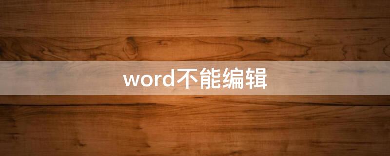 word不能编辑