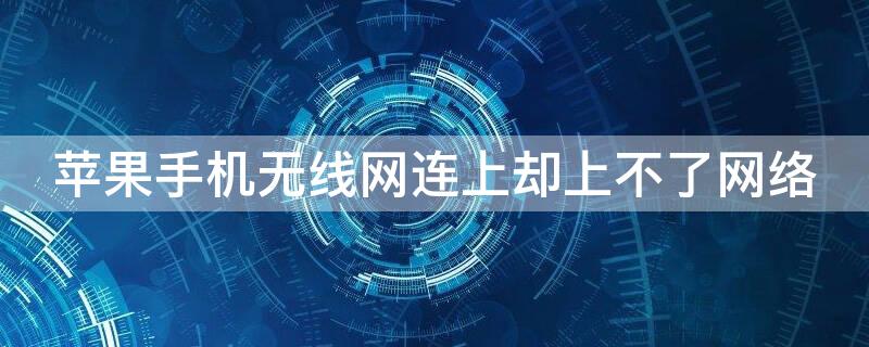 iPhone手机无线网连上却上不了网络