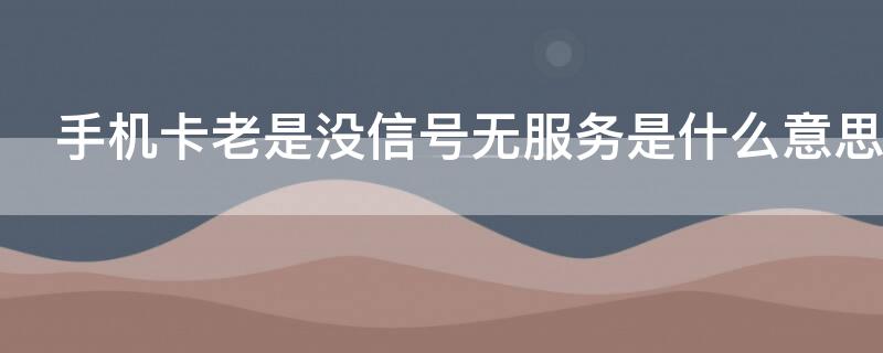 手机卡老是没信号无服务是什么意思