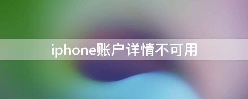 iPhone账户详情不可用