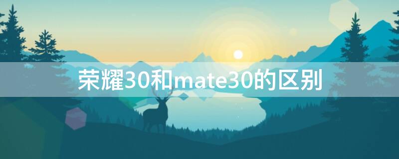 荣耀30和mate30的区别