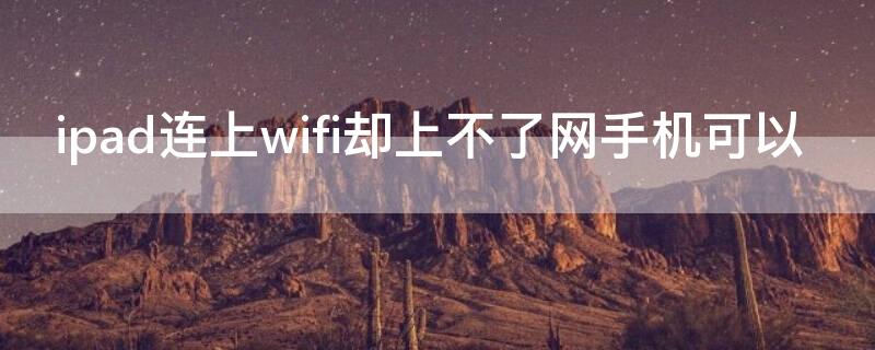 ipad连上wifi却上不了网手机可以