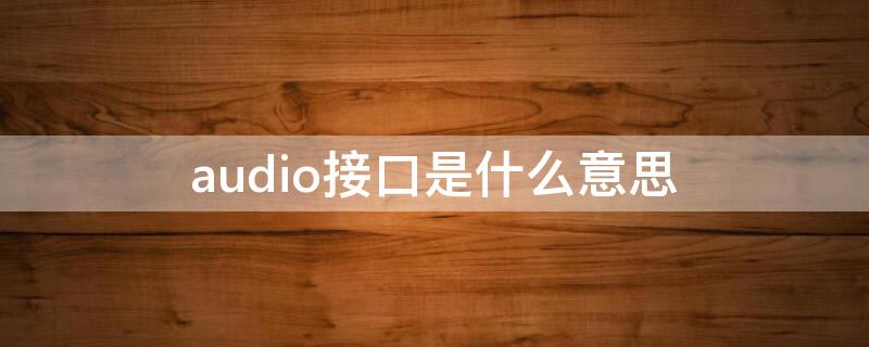 audio接口是什么意思