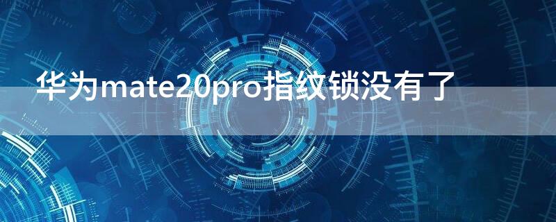 华为mate20pro指纹锁没有了